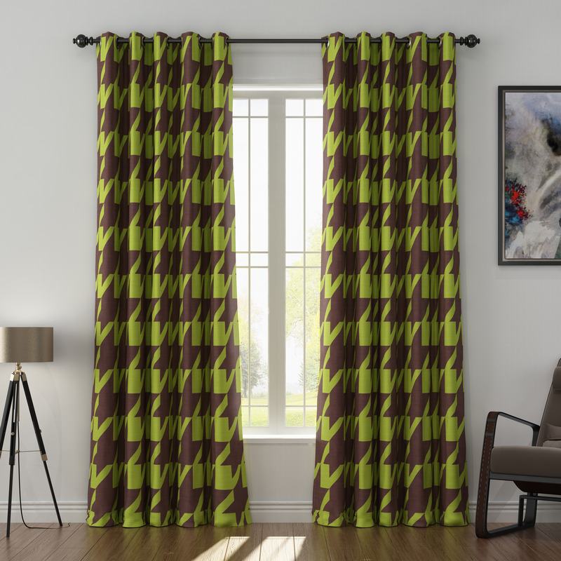 Abstract Print Polyester Linen Curtain Drapery with Privacy Blackout Thermal Lining BETTE