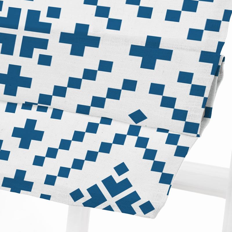 OSCAR Geometric Print Polyester Linen Room Darkening Roman Shade