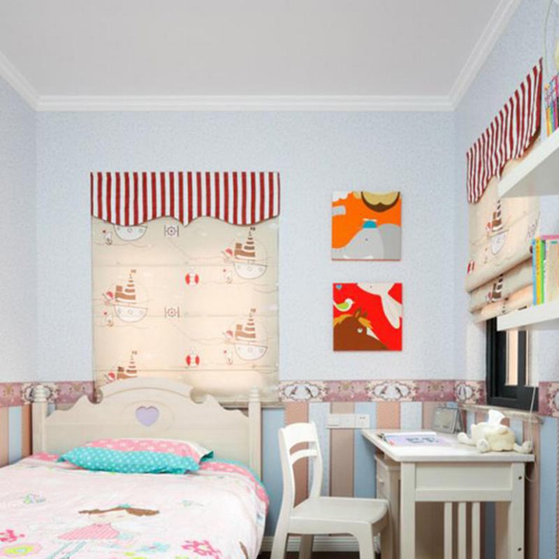 Cartoon Print Polyester Roman Shade In Red