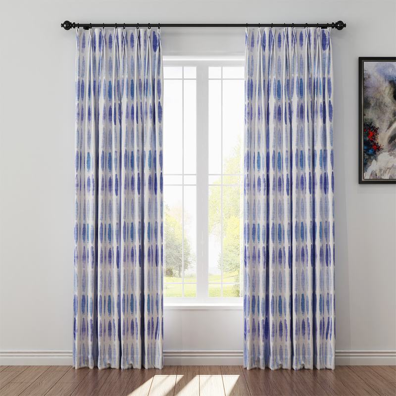 Abstract Print Polyester Linen Curtain Drapery GRANVILLE