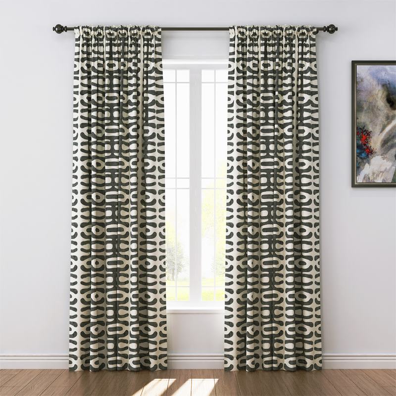 Abstract Print Polyester Linen Curtain Drapery GRAPE