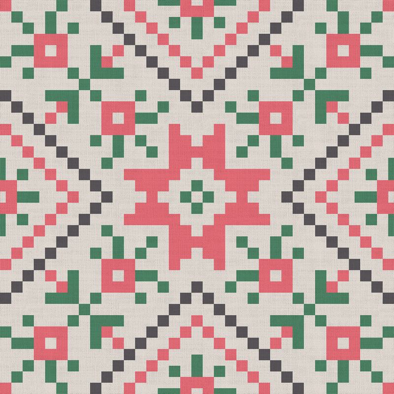 Abstract Print Polyester Linen Curtain Drapery ELENOR