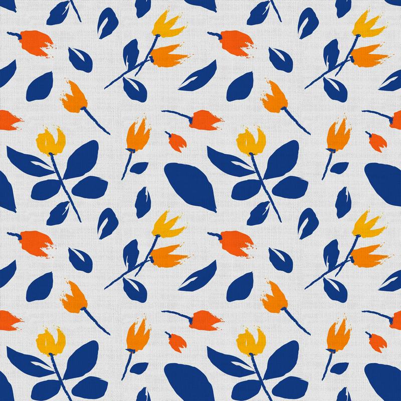 Floral Print Polyester Linen Curtain Drapery NORA