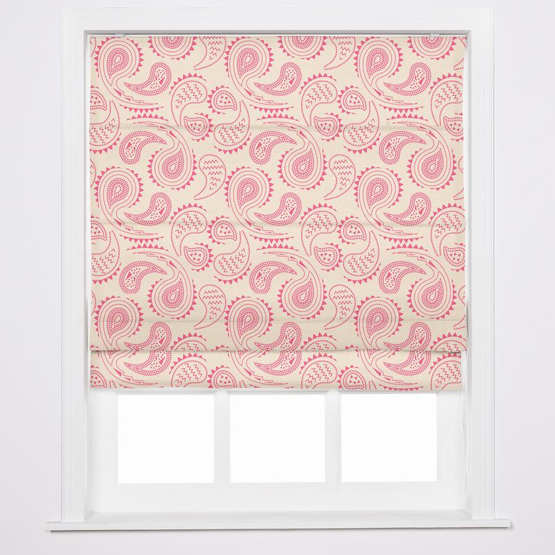 AUDREY Paisley Print Polyester Linen Roman Shade