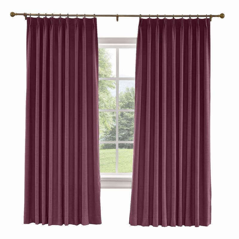 CUSTOM Liz Plum Polyester Linen Curtain Drapery with Lined