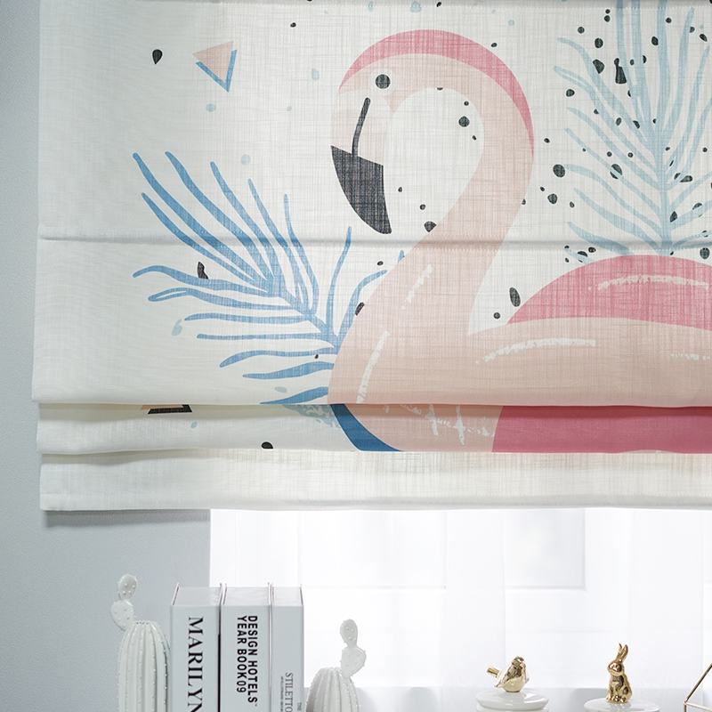 Print Polyester Roman Shade In Blue