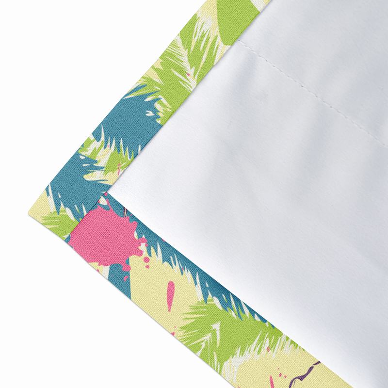 Tropical Print Polyester Linen Curtain Drapery with Privacy Blackout Thermal Lining BONNIE