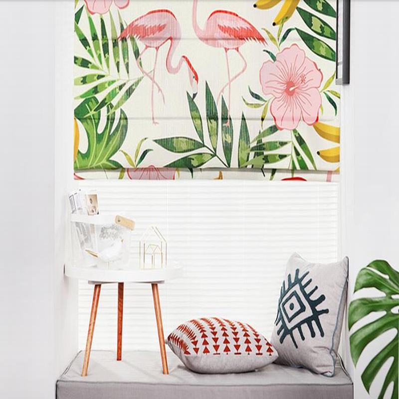 Print Polyester Roman Shade In Yellow