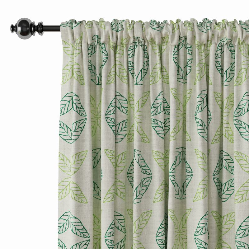 Nature Print Polyester Linen Curtain Drapery TUSCANY