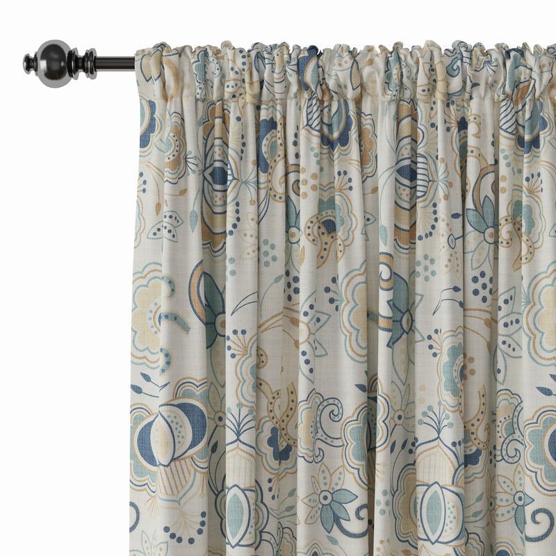 Paisleys Print Polyester Linen Curtain Drapery PALM