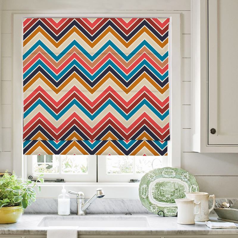 BARBARA Abstract Print Polyester Linen Roman Shade