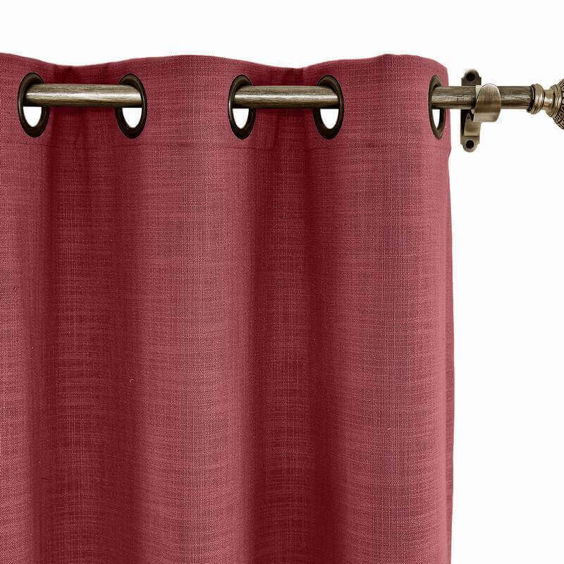 CUSTOM Liz Red Wine Polyester Linen Curtain Drapery with Lined