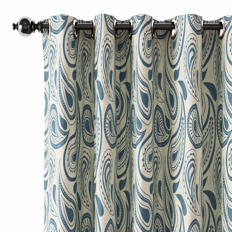 Paisleys Print Polyester Linen Curtain Drapery DMAIOSH