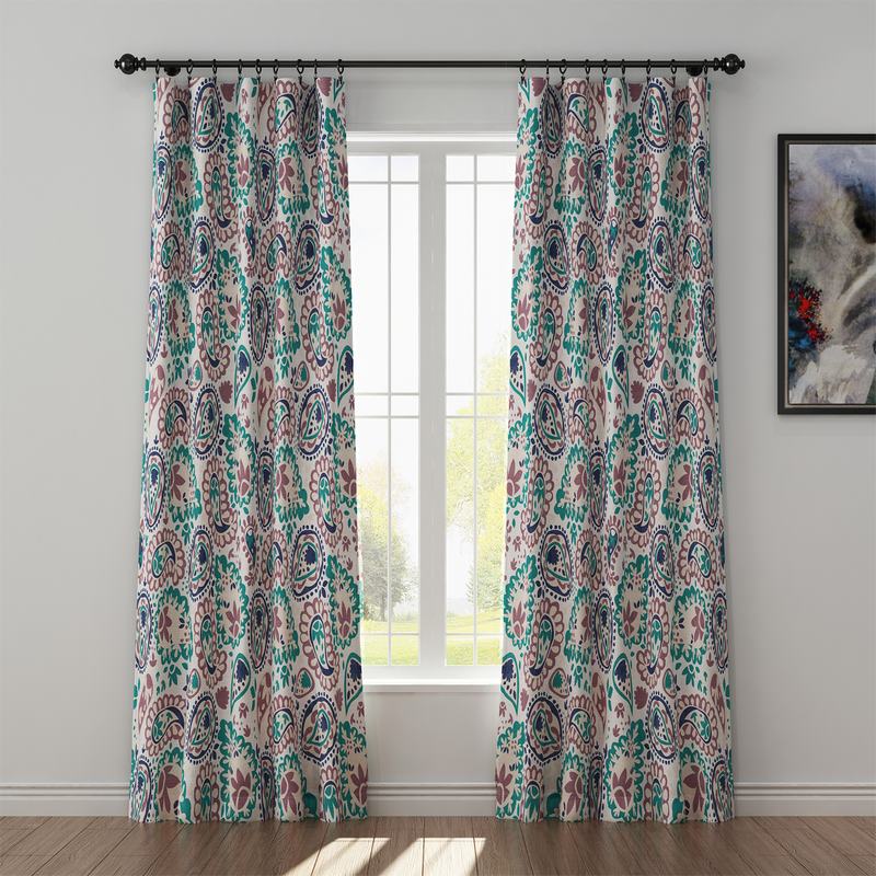Paisleys Print Polyester Linen Curtain Drapery GEOMETRIC