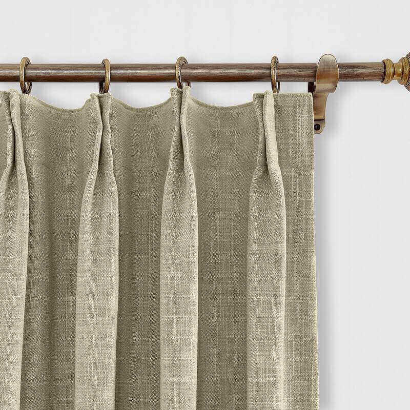 CUSTOM Liz Grey Beige Polyester Linen Window Curtain Drapery with Lined