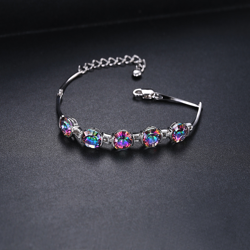 Jewelrypalace Natural Mystic Rainbow Topaz Bracelet Tennis Link Genuine 925 Sterling Silver Women 2016 New Fashion Fine Jewelry