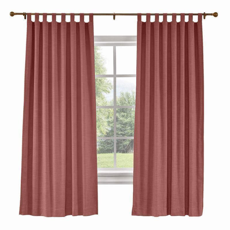 CUSTOM Liz Maroon Polyester Linen Curtain Drapery with Lined