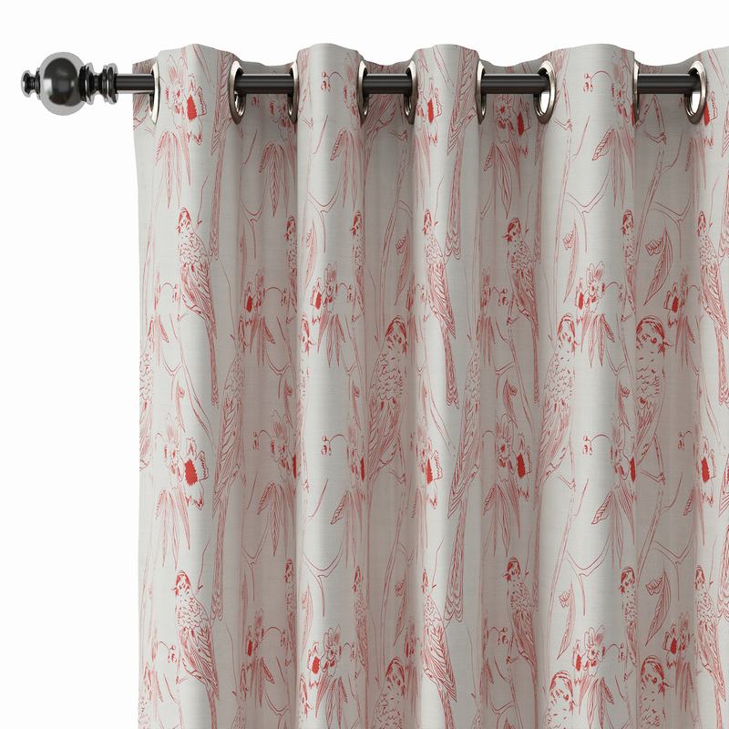Aquarelle Print Polyester Linen Curtain Drapery with Privacy Blackout Thermal Lining BERT