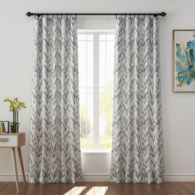 Nature Print Polyester Linen Curtain Drapery EZRA