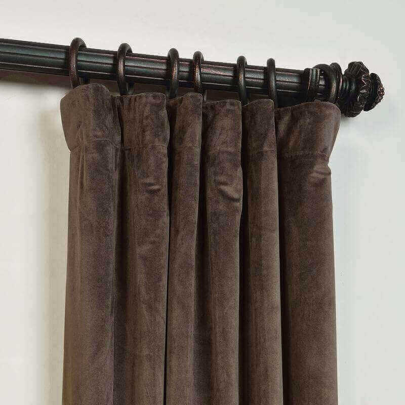 CUSTOM Birkin Brown Velvet Curtain Drapery With Lining For Traverse Rod Pole or Track