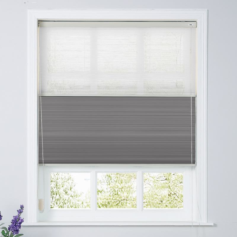 REID Cord Lift Blackout TriShades Day/Night Honeycomb Shade White Sheer