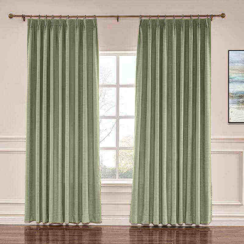 CUSTOM Liz Grey Polyester Linen Window Curtain Drapery with Lined