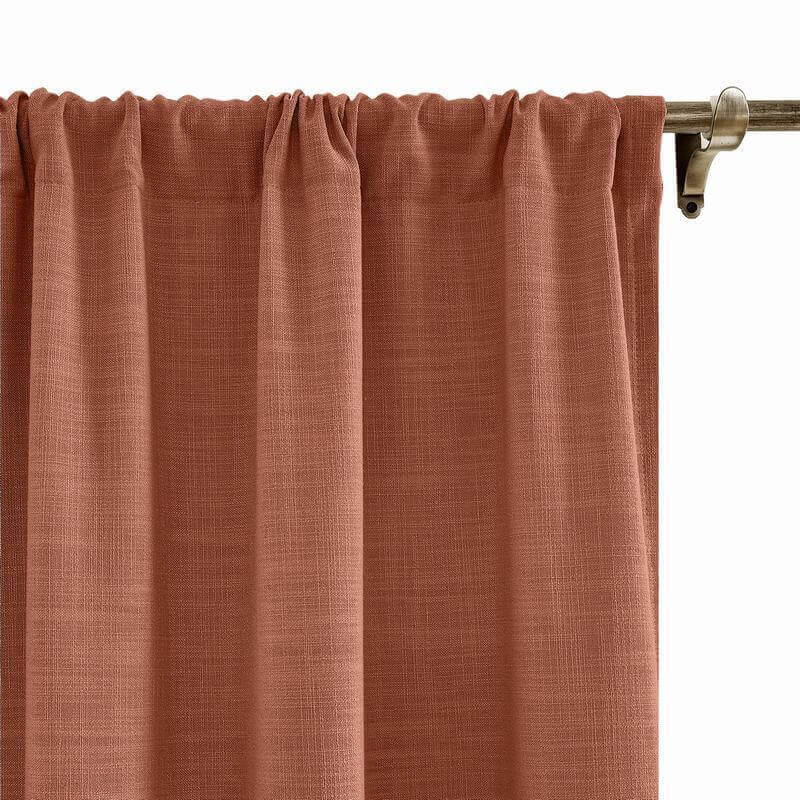 CUSTOM Liz Firebrick Polyester Linen Curtain Drapery with Lined