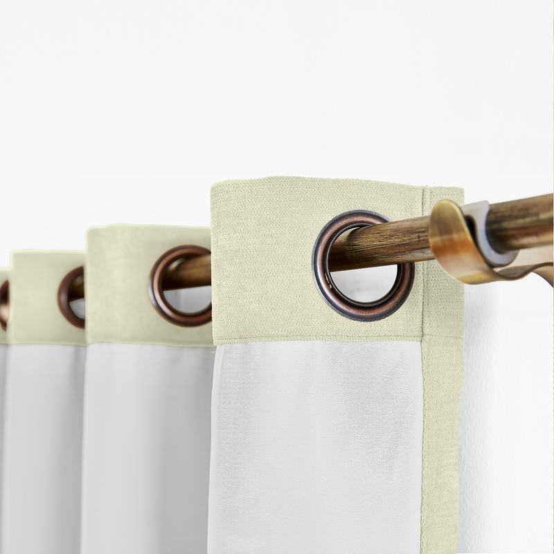 CUSTOM Kante Beige Polyester Cotton Drapery With Lining Curtains