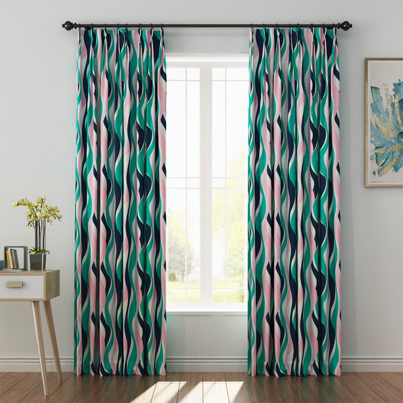 Abstract Print Polyester Linen Curtain Drapery IVY