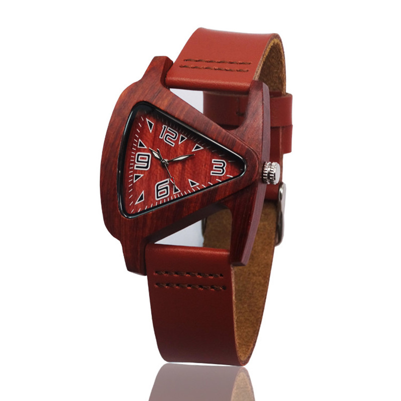 Unisex Charm Glass BambooUnisex Charm Glass Bamboo Wooden WatchesFor Men and Women Fashion Triangle Genuine Leather Analog Quartz Wrist Watch Wooden WatchesFor Men and Women Fashion Triangle Genuine Leather Analog Quartz Wrist Watch