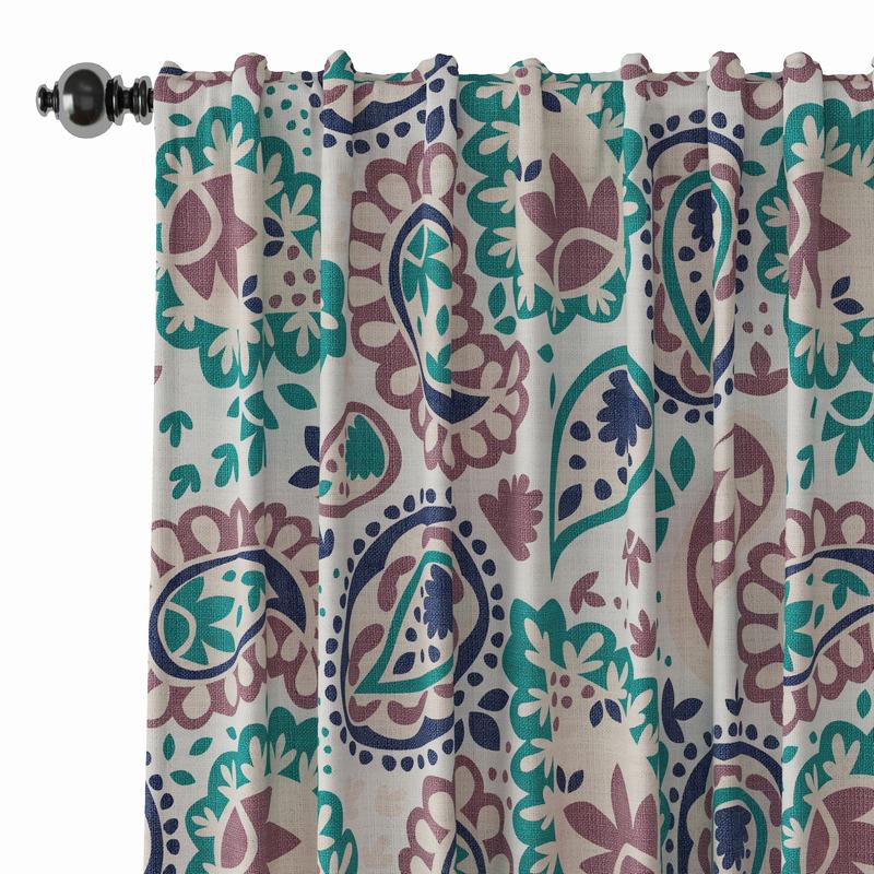 Paisleys Print Polyester Linen Curtain Drapery GEOMETRIC