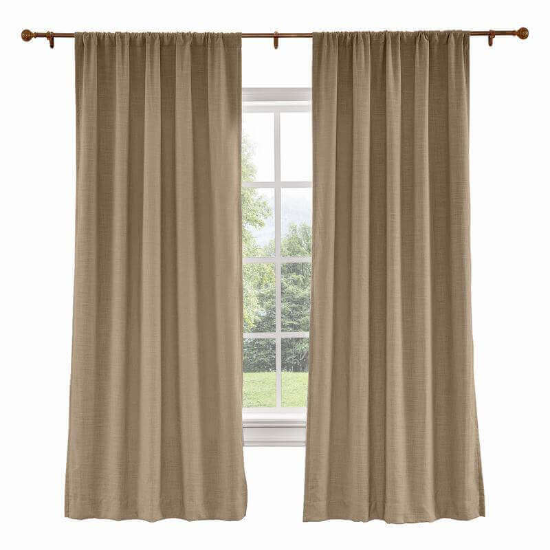 CUSTOM Liz Rust Brown Polyester Linen Curtain Drapery with Lined