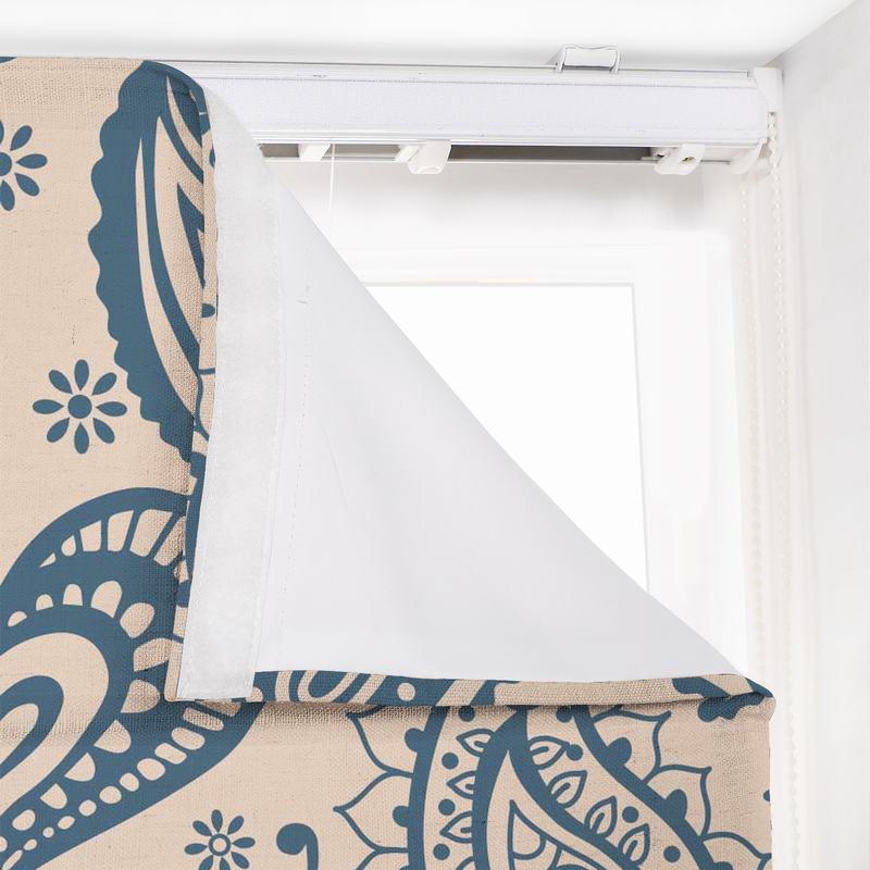 AMBER Paisley Print Polyester Linen Roman Shade