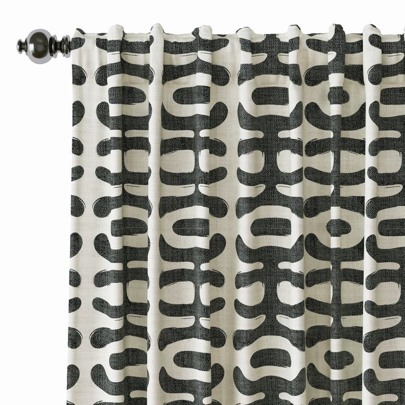 Abstract Print Polyester Linen Curtain Drapery GRAPE