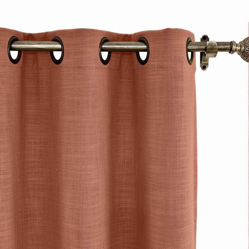 CUSTOM Liz Firebrick Polyester Linen Curtain Drapery with Lined
