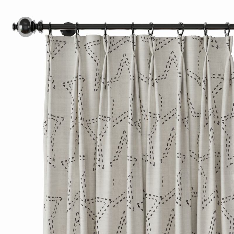 Geometric Print Polyester Linen Curtain Drapery BAOBEI