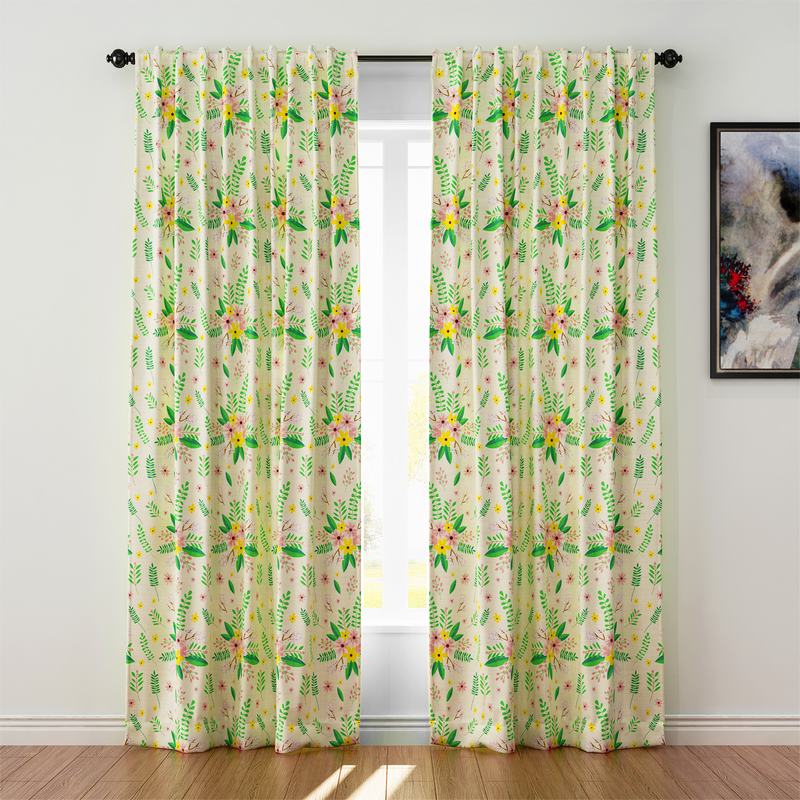 Nature Print Polyester Linen Curtain Drapery WIZARD