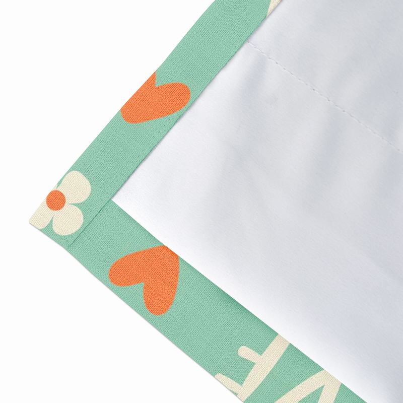 Love Print Polyester Linen Curtain Drapery with Privacy Blackout Thermal Lining CASPAR