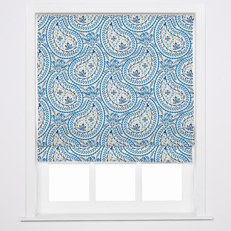 ARIEL Paisley Print Polyester Linen Roman Shade