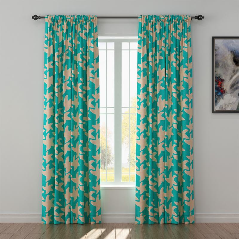 Abstract Print Polyester Linen Curtain Drapery JUEYE