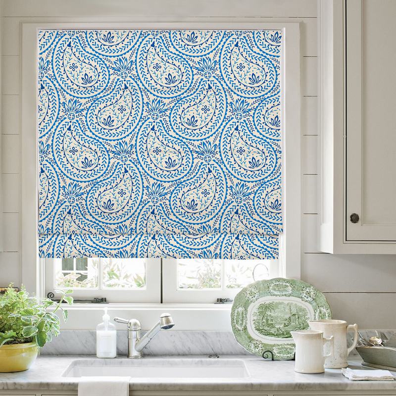ARIEL Paisley Print Polyester Linen Roman Shade