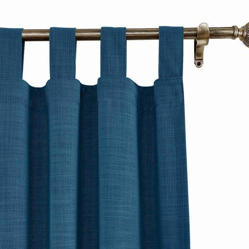 CUSTOM Liz Navy Blue Polyester Linen Curtain Drapery with Lined