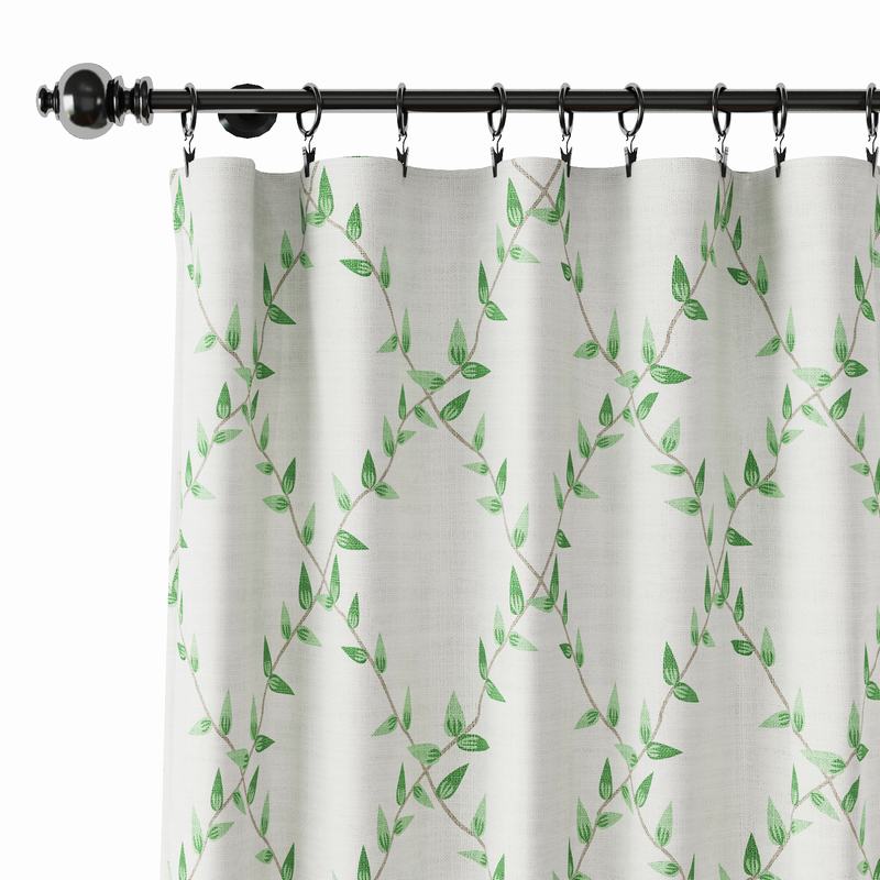 Nature Print Polyester Linen Curtain Drapery GARDEN