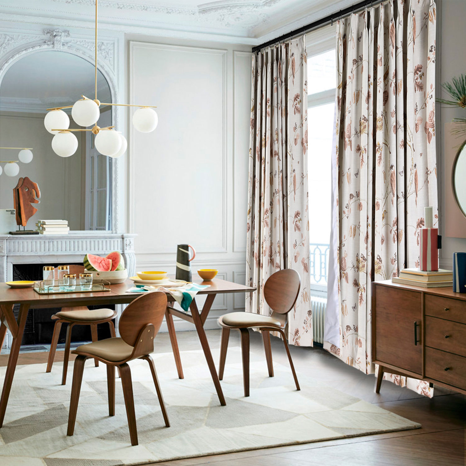 Rural Pastoral Print Window Curtain Panel LUNA