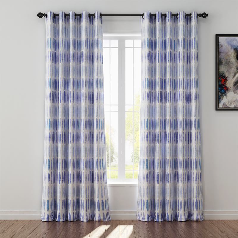 Abstract Print Polyester Linen Curtain Drapery GRANVILLE