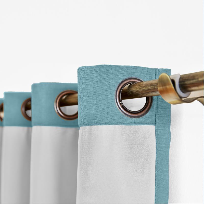 CUSTOM Kante Everglade Teal Polyester Cotton Drapery With Lining Curtains