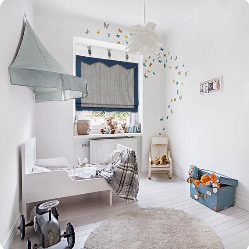 Houndstooth Polyester Cotton Roman Shade In Blue