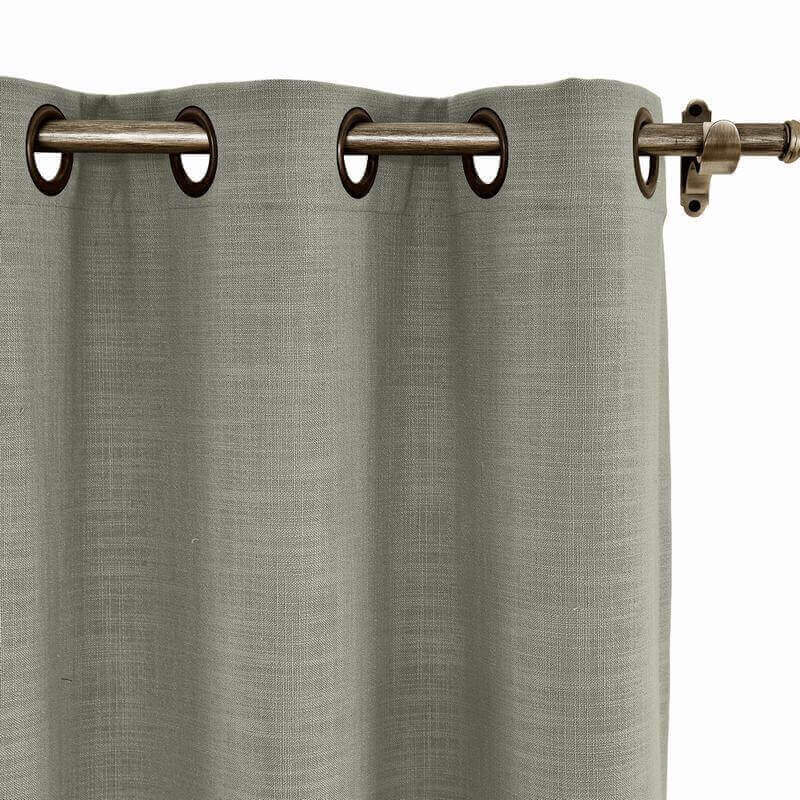 CUSTOM Liz Light Gray Polyester Linen Curtain Drapery with Lined