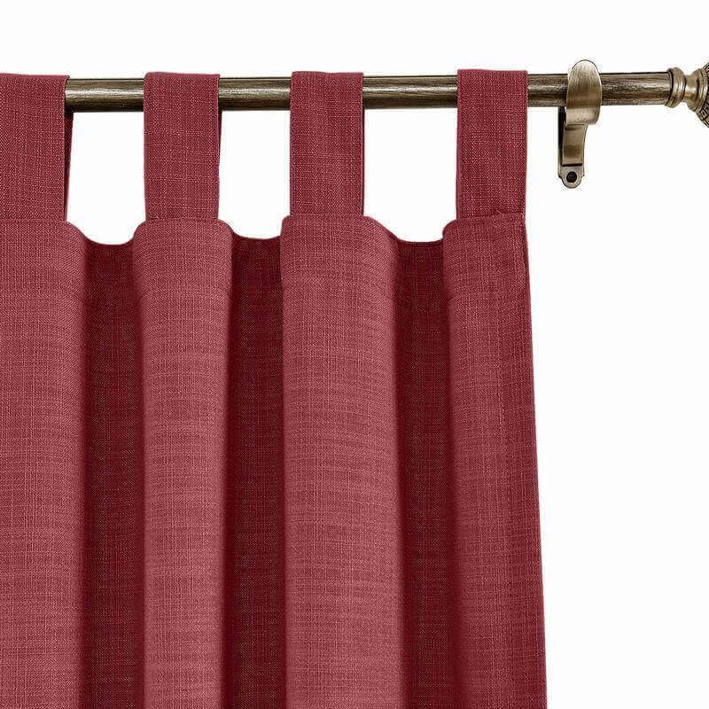 CUSTOM Liz Red Wine Polyester Linen Curtain Drapery with Lined