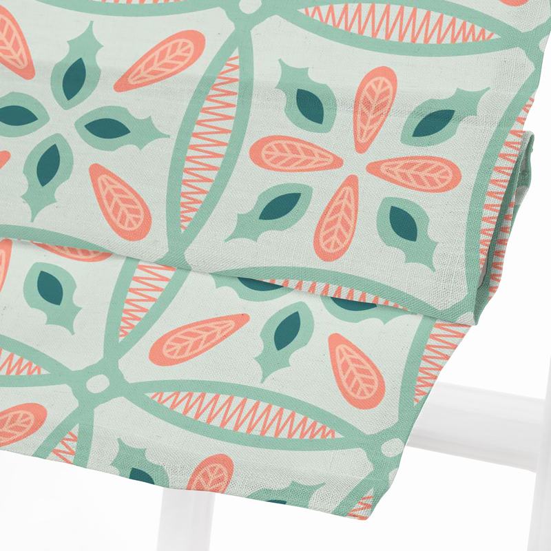 ADELINE Geometric Print Polyester Linen Roman Shade